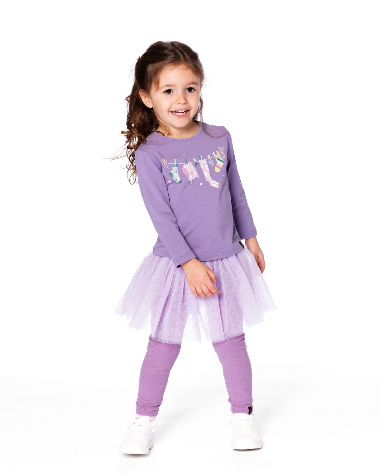 Legging avec jupe en tulle gris violet