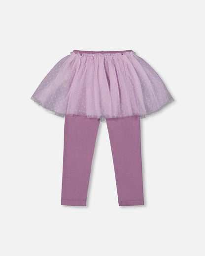 Legging avec jupe en tulle gris violet