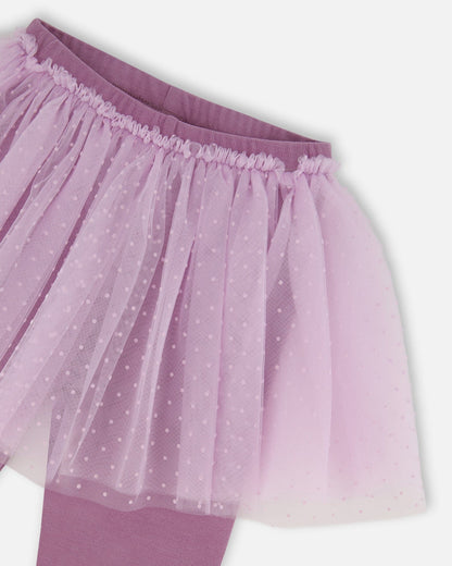 Legging avec jupe en tulle gris violet