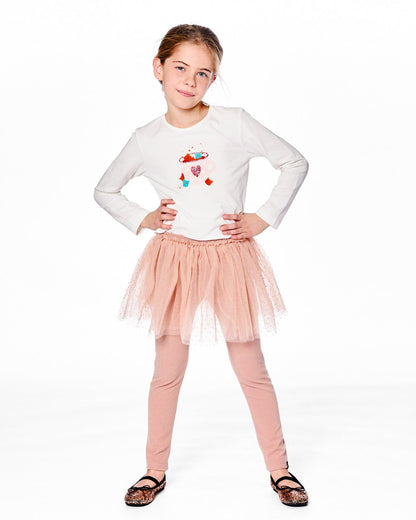 Leggings With Tulle Skirt Dusty Pink