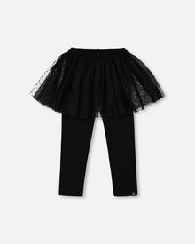 Legging avec jupe en tulle noir