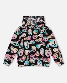 Pullover Fleece Hoodie Smiley Face Girl
