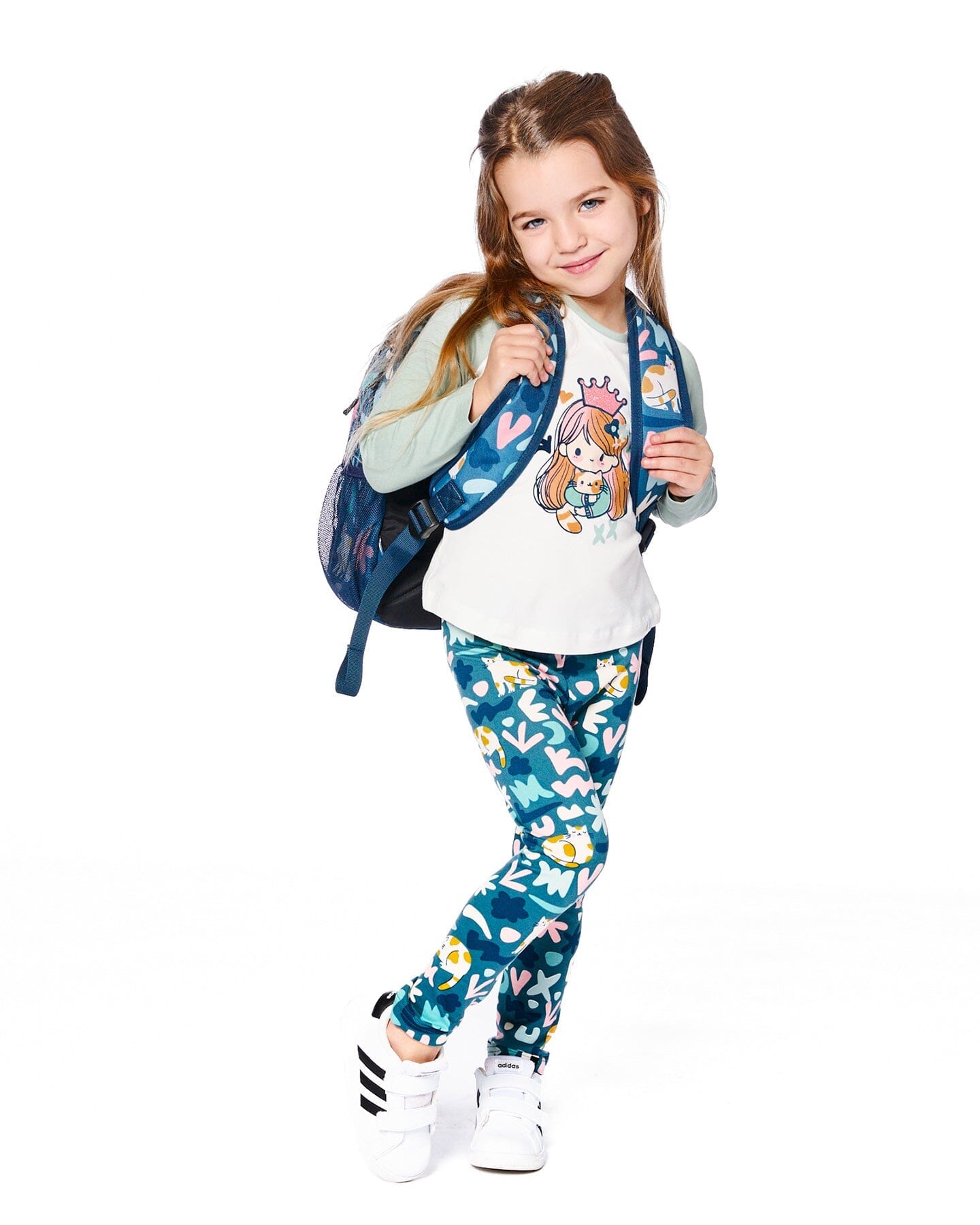 Legging en jersey extensible imprimé chat vert
