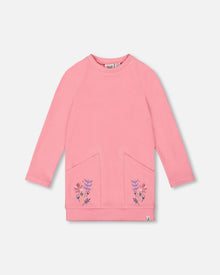 Tunique T-shirt avec Poches Brodés Rose clair