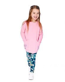 Tunique T-shirt avec Poches Brodés Rose clair