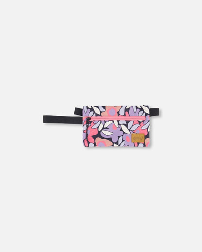 Trousse à Double Compartiment Imprimé Fleurs Rétro Noire