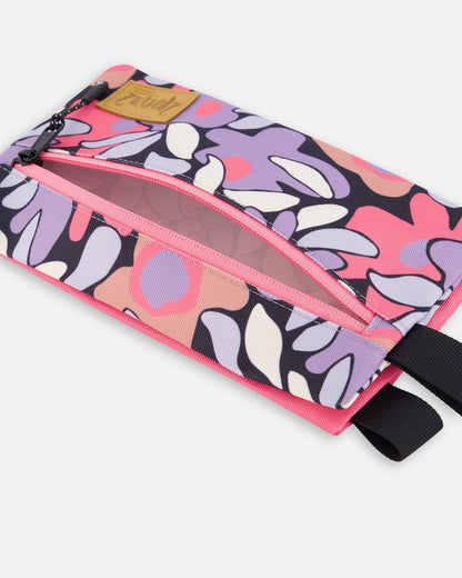 Trousse à Double Compartiment Imprimé Fleurs Rétro Noire