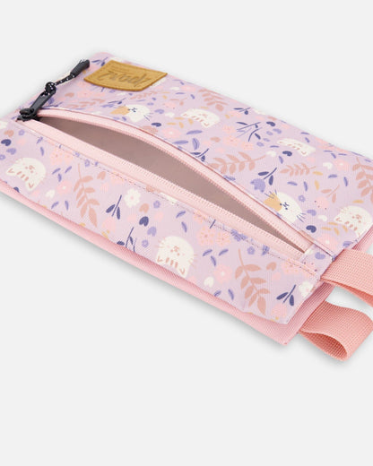 Trousse double imprimé chat lilas