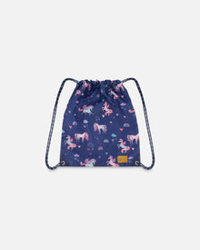 Sac à cordon avec imprimé licorne marine