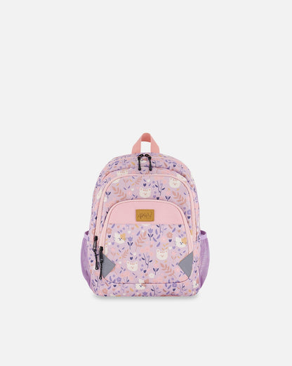 Petit sac à dos pour enfants imprimé chat lilas