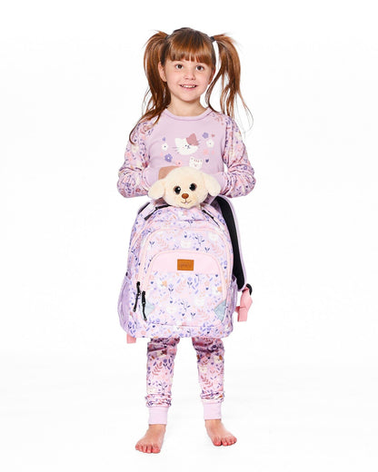 Petit sac à dos pour enfants imprimé chat lilas
