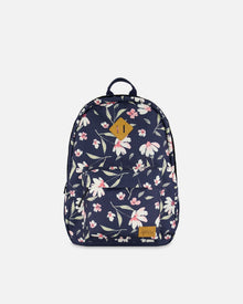 Sac à dos enfant imprimé fleuri bleu marine