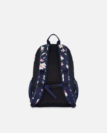 Sac à dos enfant imprimé fleuri bleu marine