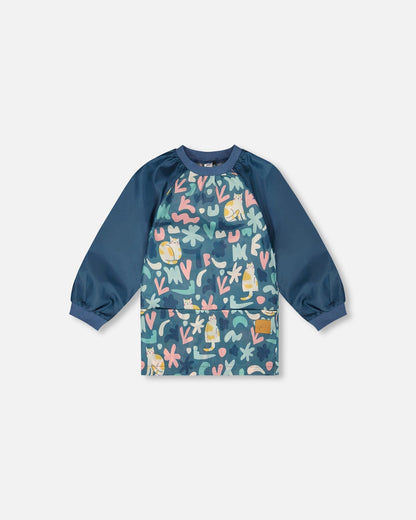 School Apron Green Cat Print