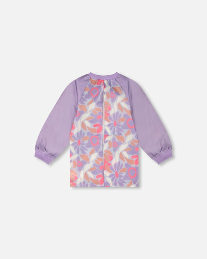 Tablier d'école Lilas Imprimé fleurs rétro