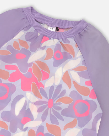 Tablier d'école Lilas Imprimé fleurs rétro