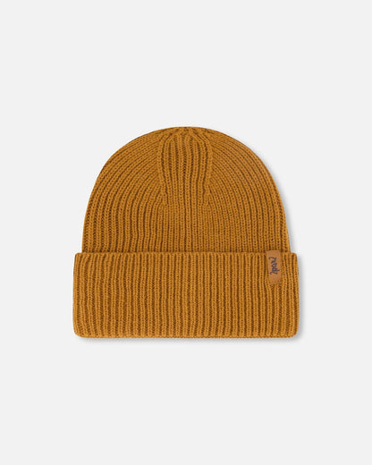 Bonnet en tricot mi-saison marron noix de pécan