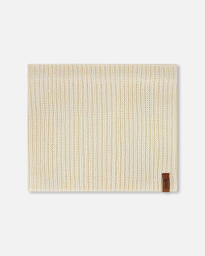 Cache-cou en maille mi-saison beige clair