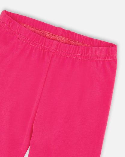 Ensemble tunique et capri en coton biologique blanc cassé imprimé fleuri et rose