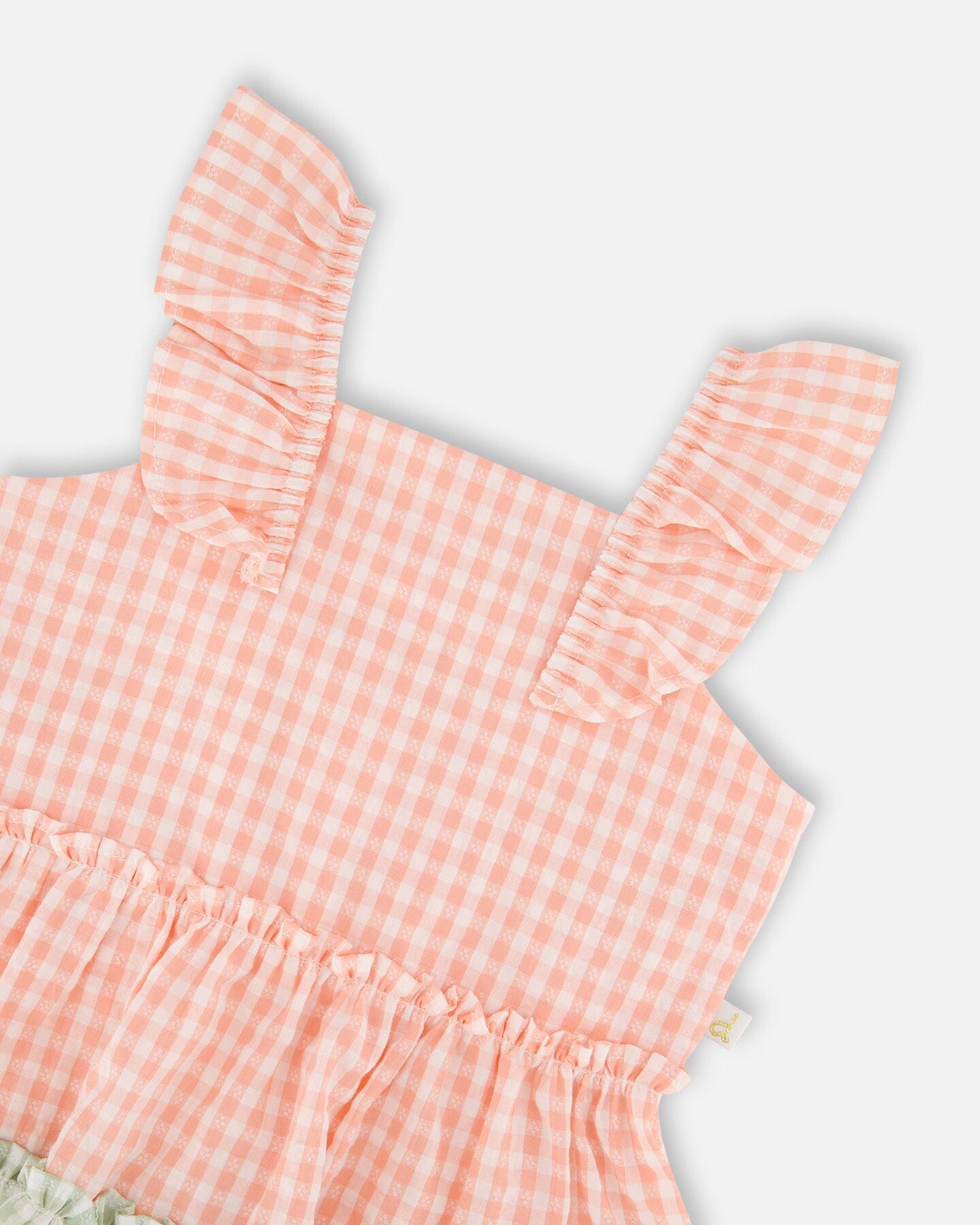 Ensemble tunique et capri en coton biologique Vichy corail et corail