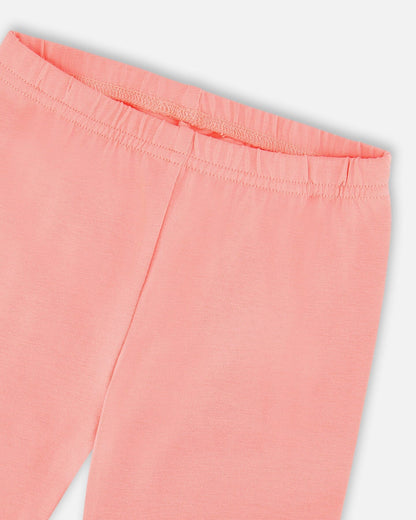 Ensemble tunique et capri en coton biologique Vichy corail et corail