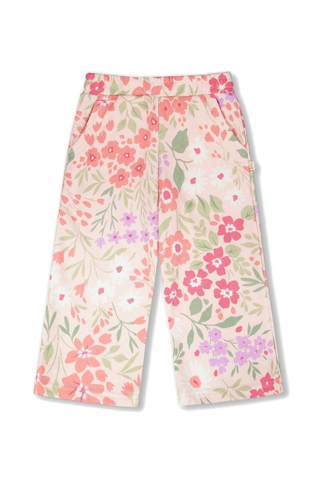Pantalon molletonné motifs fleurs roses