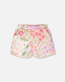 Short en molleton imprimé fleurs roses