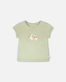 T-shirt en jersey de coton biologique vert kaki clair