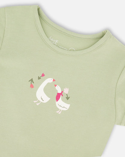 Organic Cotton Jersey T-Shirt Light Khaki Green