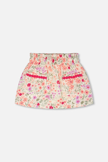 Muslin Skort Off White Printed Flowers