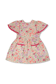 Robe en mousseline blanc cassé à fleurs imprimées