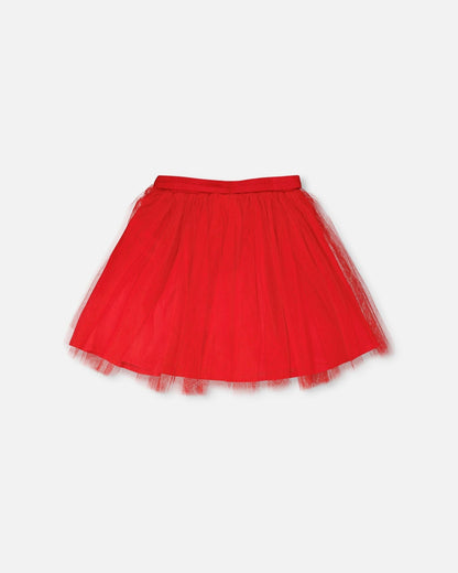 Jupe en maille et à œillets Rouge