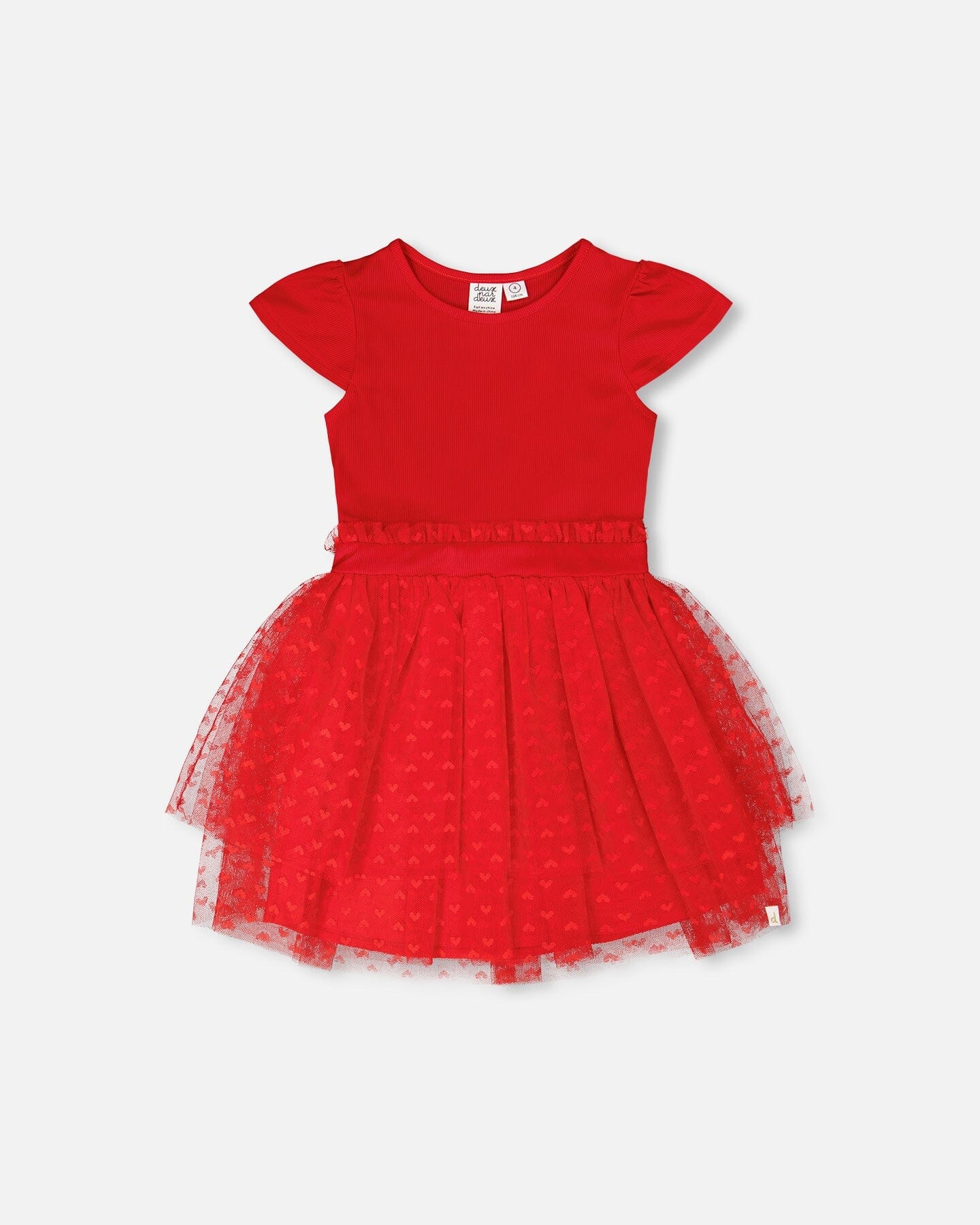 Robe bi-matière rouge