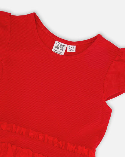 Robe bi-matière rouge