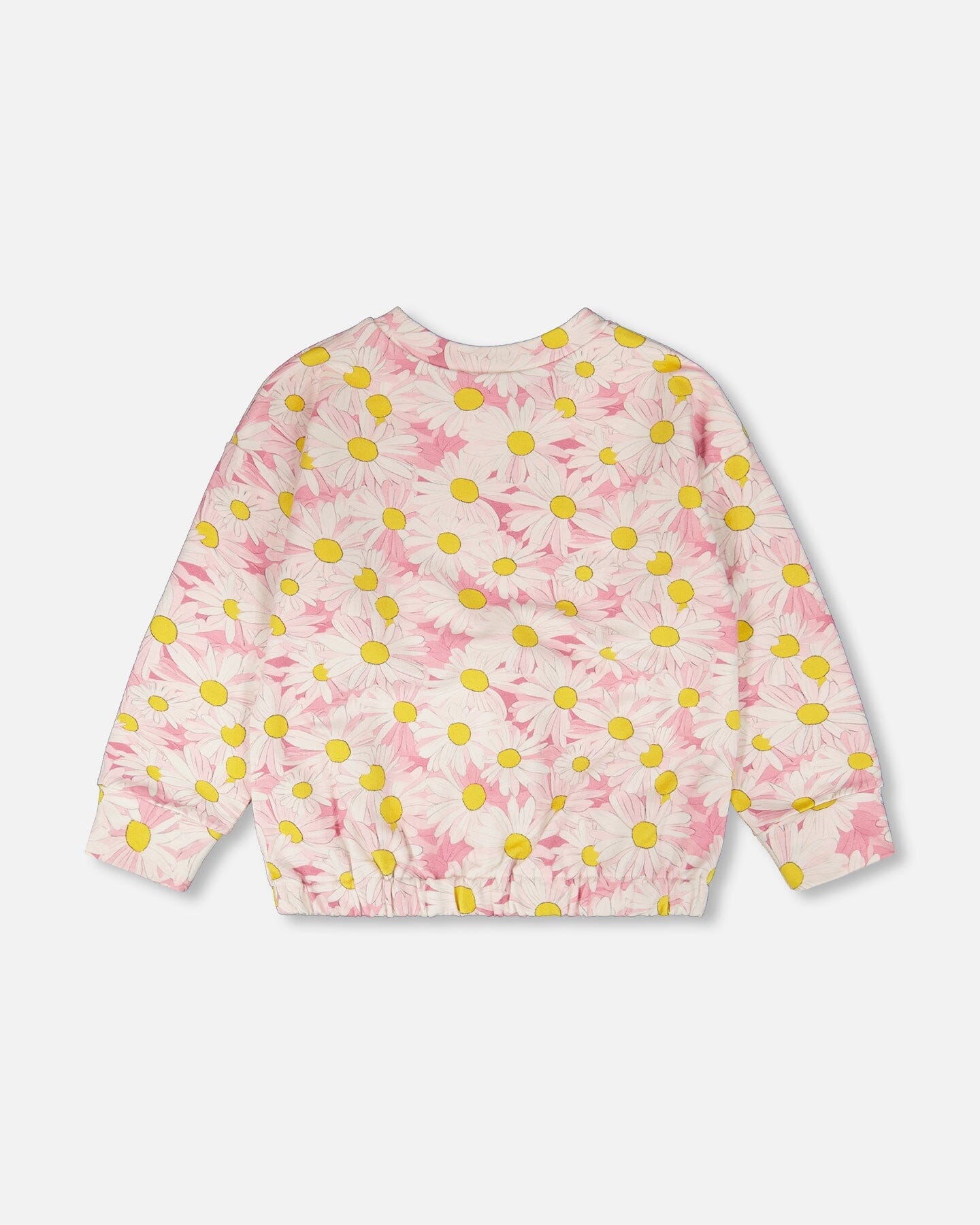 Sweat-shirt en molleton fleuri marguerites roses