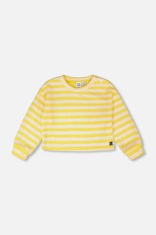 Pull rayé jaune et blanc