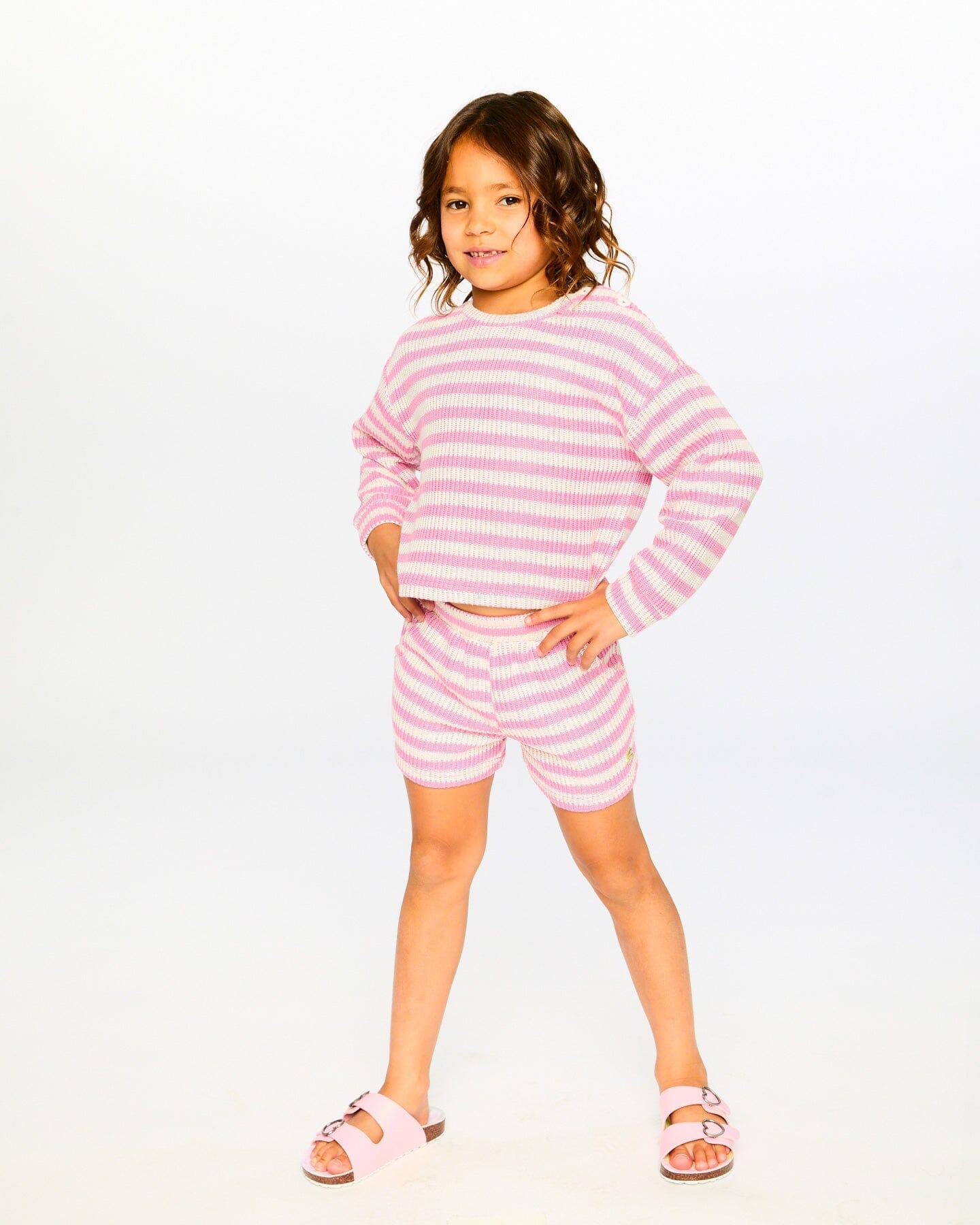 Pull rayé rose et blanc