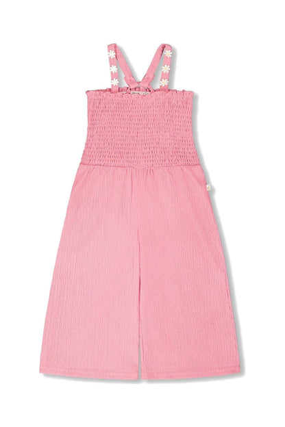 Combinaison plissée en jersey avec smocks rose