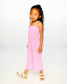 Combinaison plissée en jersey avec smocks rose