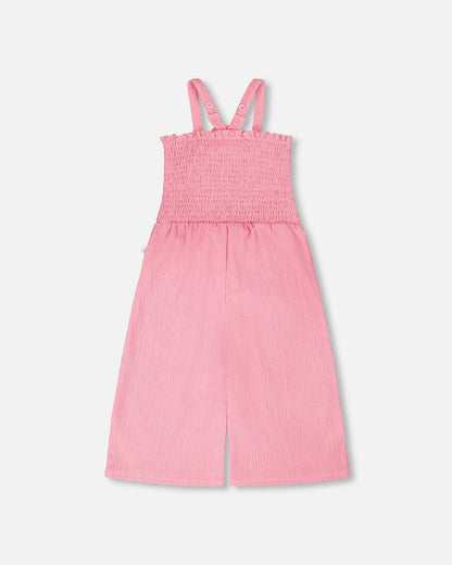 Combinaison plissée en jersey avec smocks rose