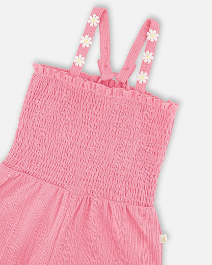 Combinaison plissée en jersey avec smocks rose