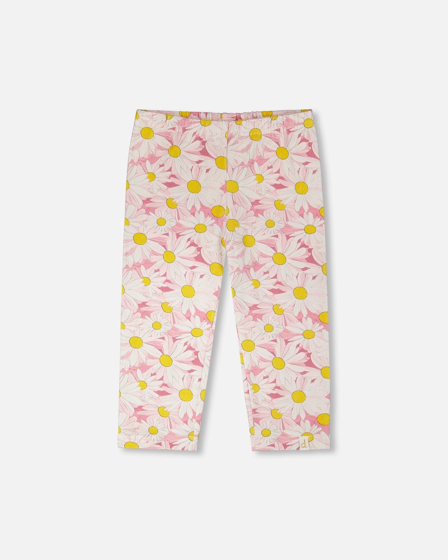Jersey Capri rose vif imprimé marguerites