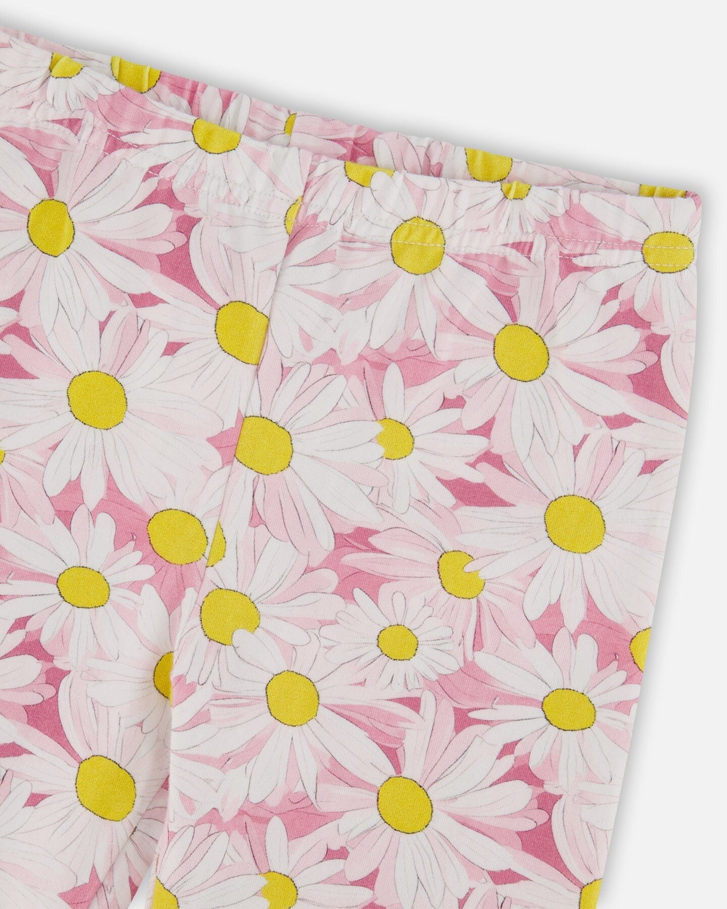 Jersey Capri rose vif imprimé marguerites