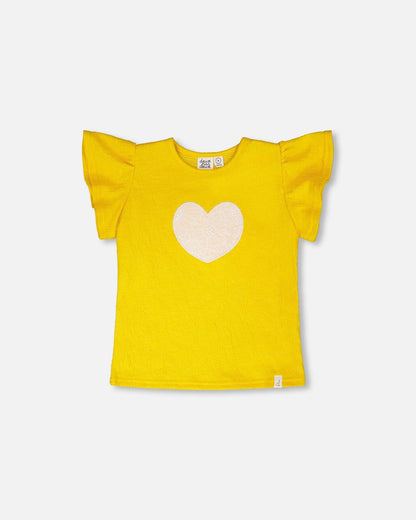 Haut en jersey froissé jaune