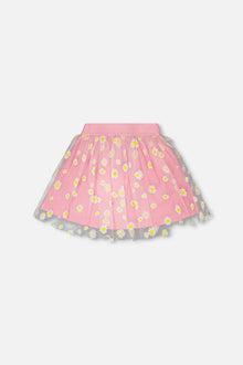 Jupe en maille et jersey froissé rose