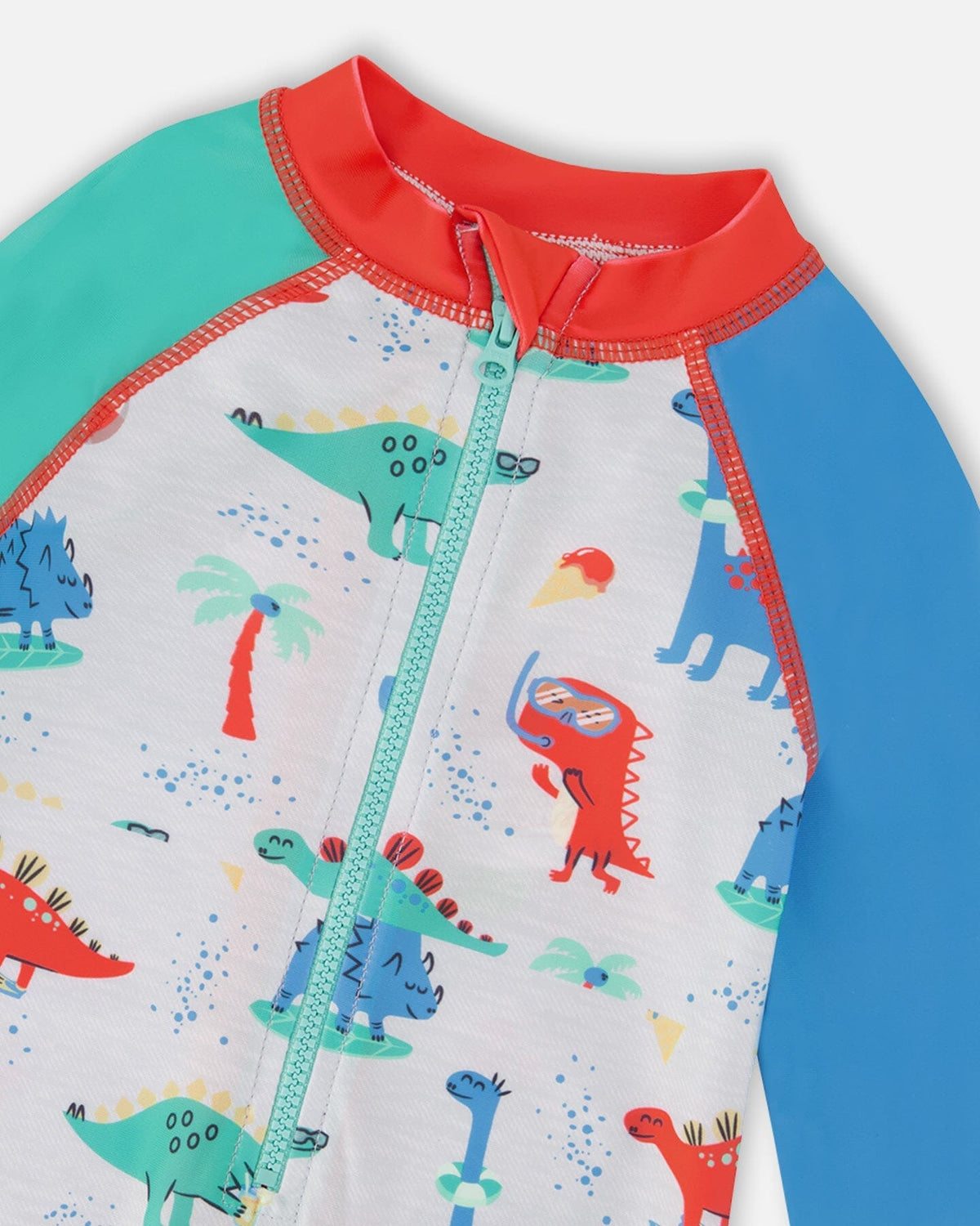 Combinaison de bain une pièce à manches longues anti-UV pour bébé et tout-petit, imprimé dinosaure gris