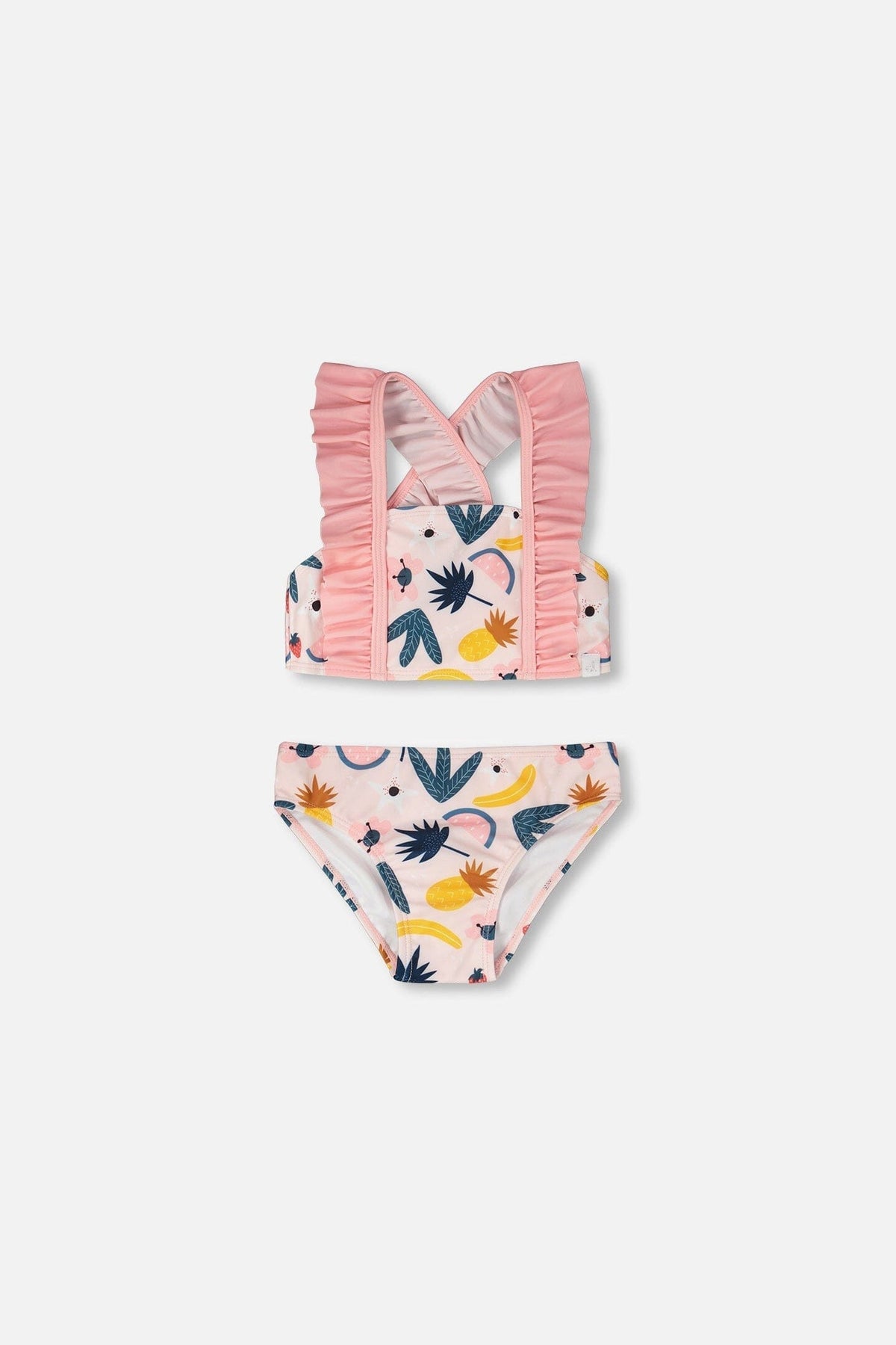 Maillot de bain deux pièces rose imprimé fruits