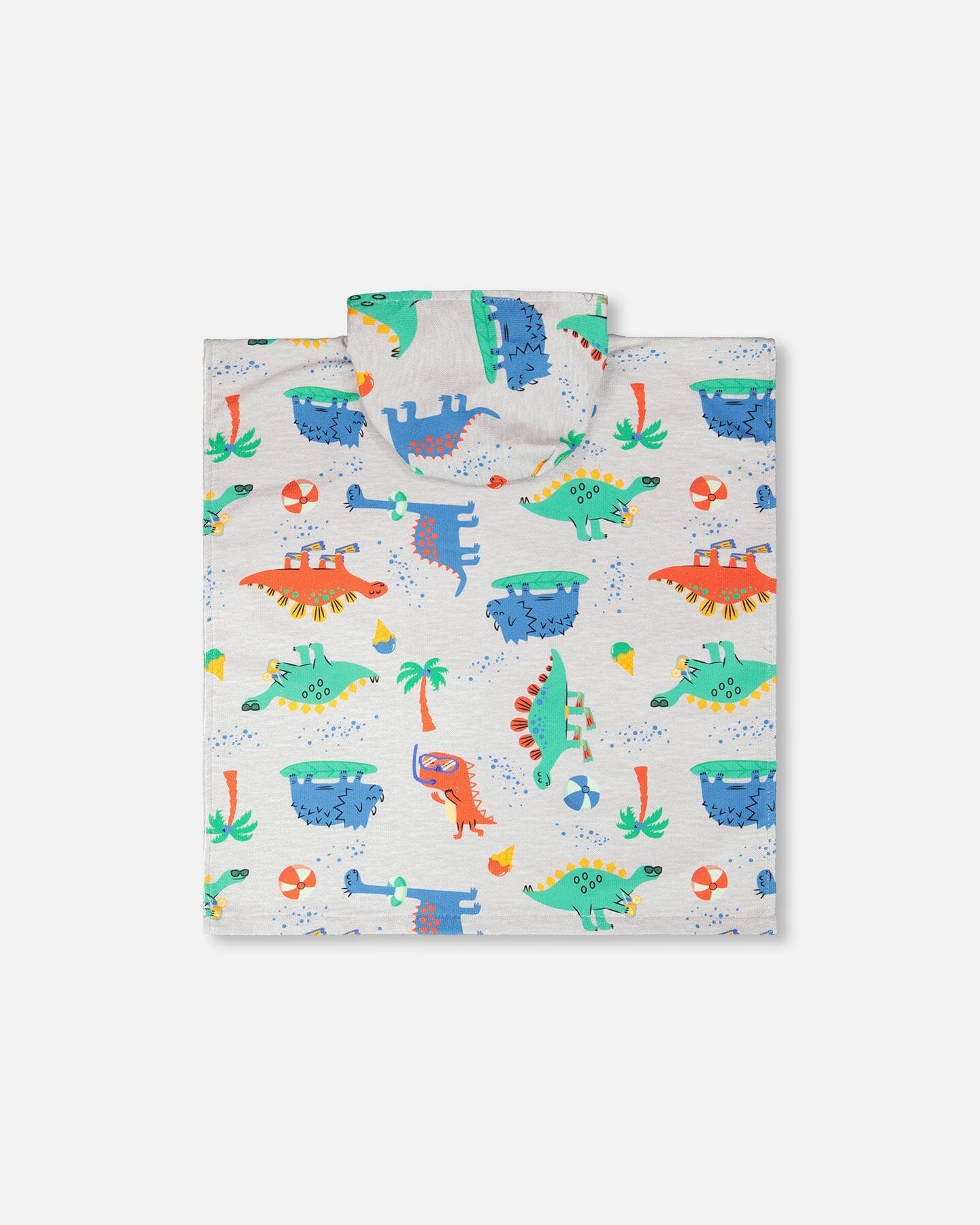 Serviette de Plage à Capuche Imprimé Dinosaure Bébé Gris