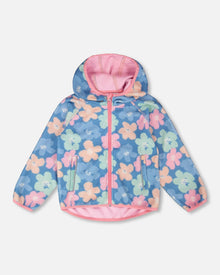 Veste Windfleece Imprimé Floral Bleu
