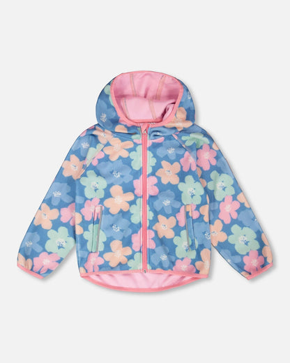 Veste Windfleece Imprimé Floral Bleu